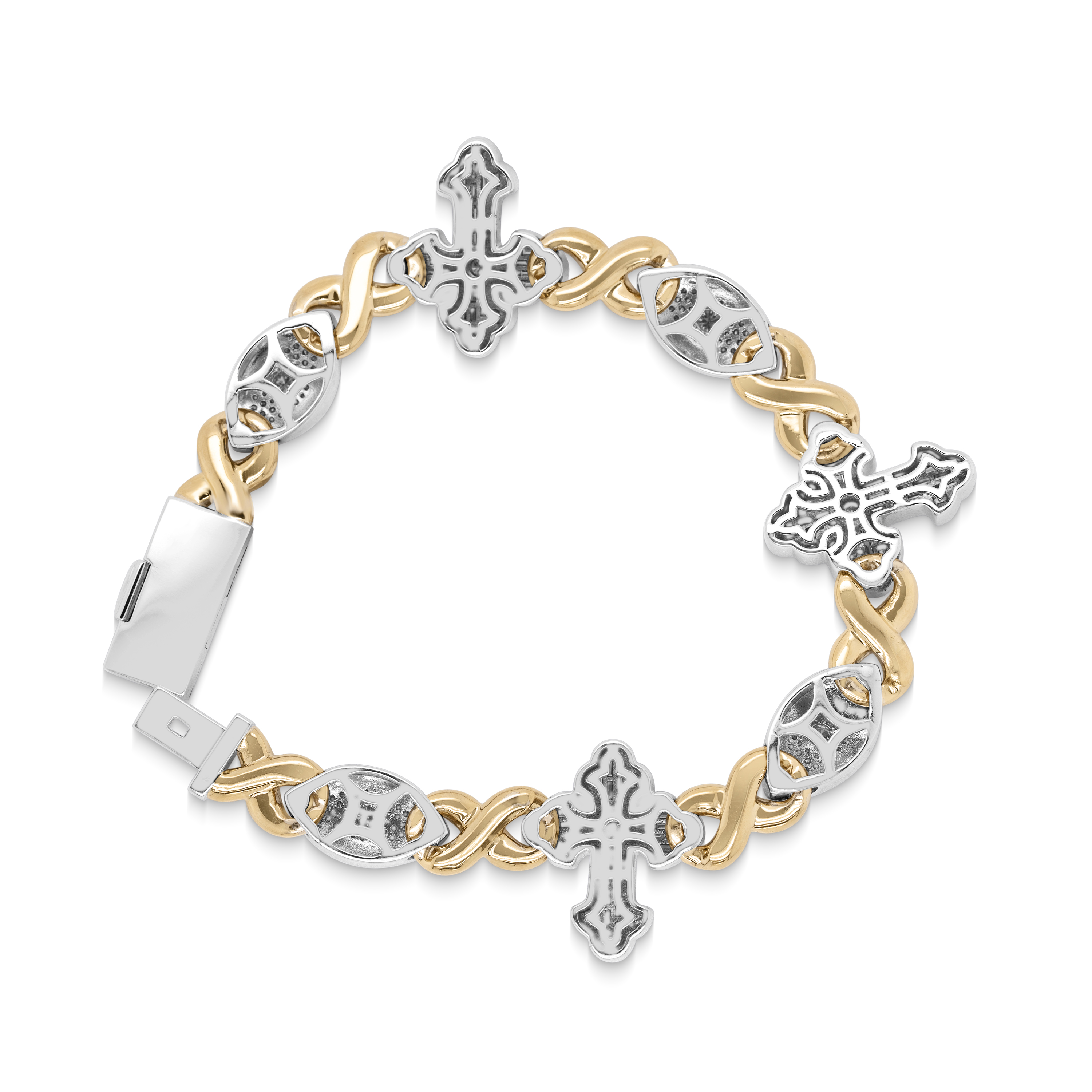Diamond Bracelet with Cross 11.00 ct. 14K Yellow Gold 8.5 In